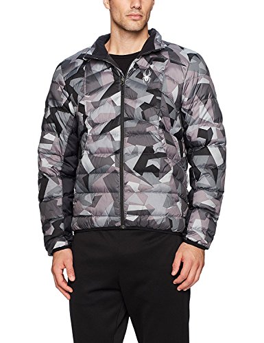 Spyder Men's Geared Synthetic Down Jacket, Black Camo Print/Black